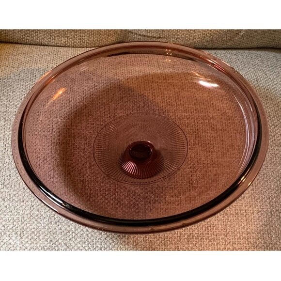 Vintage Corning Ware Visions Cranberry Pyrex Glass Replacement Lid 10" - Picture 2 of 3